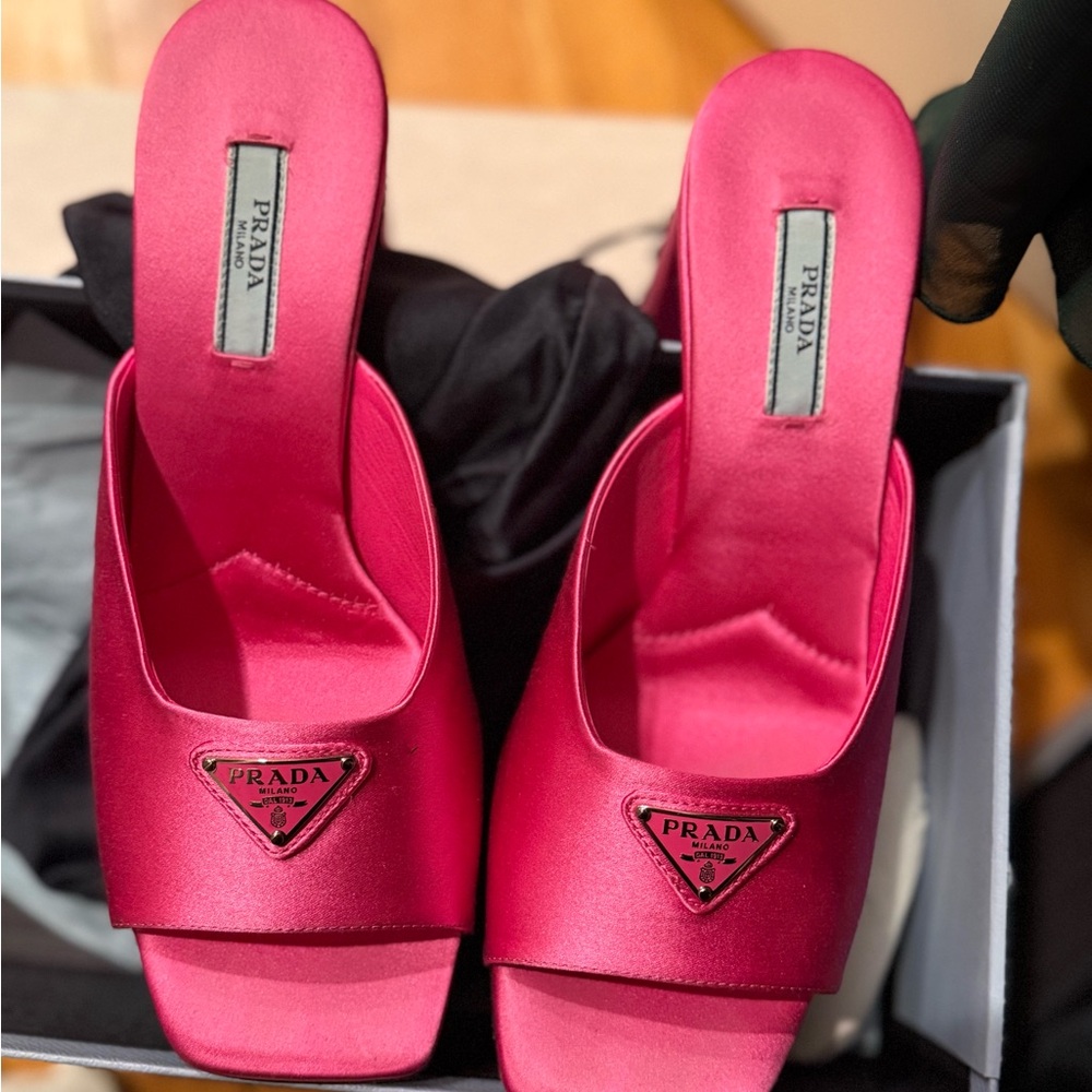 Prada Pink Satin Heels / Mules 38
